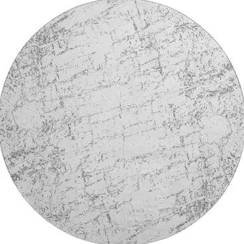 8' Gray And Ivory Abstract Washable Round Rug With UV Protection