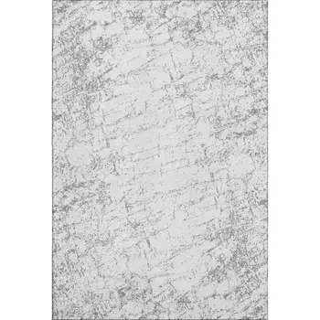 9' X 12' Gray And Ivory Abstract Washable Area Rug With UV Protection