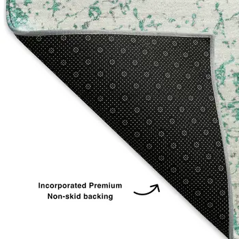 3' X 5' Teal And Ivory Abstract Washable Area Rug With UV Protection