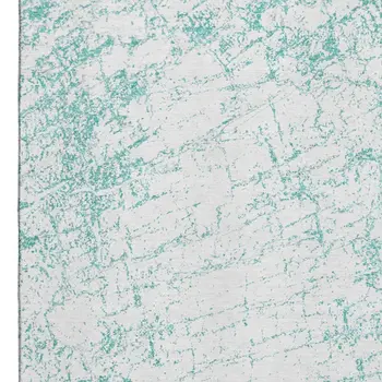 3' X 5' Teal And Ivory Abstract Washable Area Rug With UV Protection