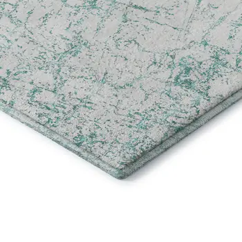 9' X 12' Teal And Ivory Abstract Washable Area Rug With UV Protection