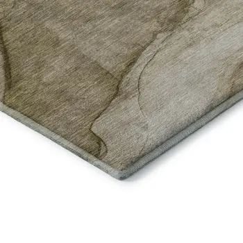 3' X 5' Brown Ivory And Beige Abstract Washable Area Rug With UV Protection