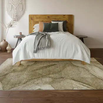 3' X 5' Brown Ivory And Beige Abstract Washable Area Rug With UV Protection