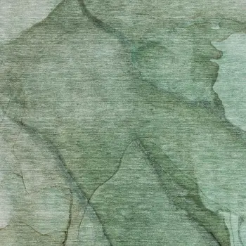 8' X 10' Green And Ivory Abstract Washable Area Rug With UV Protection