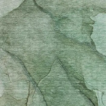 9' X 12' Green And Ivory Abstract Washable Area Rug With UV Protection