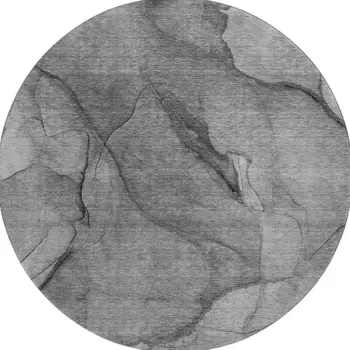 8' Gray And Ivory Abstract Washable Round Rug With UV Protection