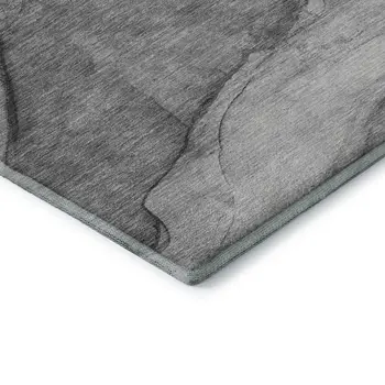 8' X 10' Gray And Ivory Abstract Washable Area Rug With UV Protection
