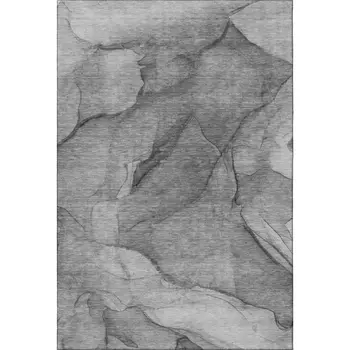 9' X 12' Gray And Ivory Abstract Washable Area Rug With UV Protection