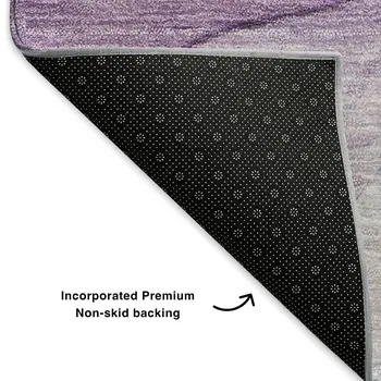 3' X 5' Purple And Ivory Abstract Washable Area Rug With UV Protection
