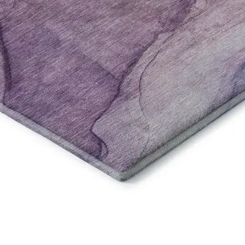 3' X 5' Purple And Ivory Abstract Washable Area Rug With UV Protection