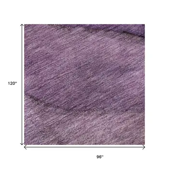 8' X 10' Purple And Ivory Abstract Washable Area Rug With UV Protection