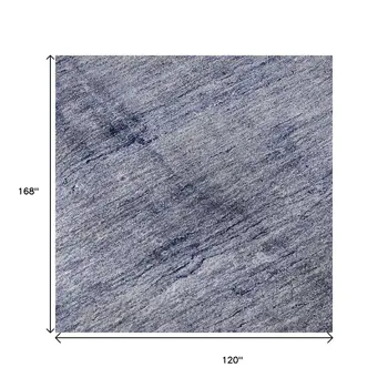 10' X 14' Navy Blue And Ivory Abstract Washable Area Rug With UV Protection