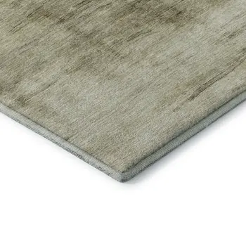 8' Taupe And Beige Abstract Washable Round Rug With UV Protection