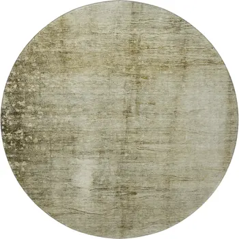 8' Taupe And Beige Abstract Washable Round Rug With UV Protection