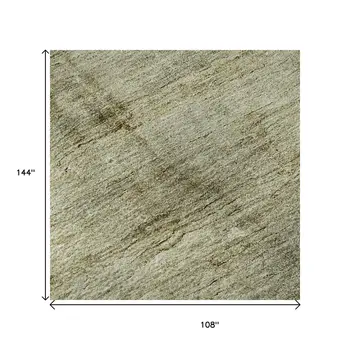 9' X 12' Taupe And Beige Abstract Washable Area Rug With UV Protection