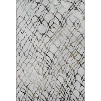 8' X 10' Silver Gray And Brown Abstract Washable Area Rug With UV Protection