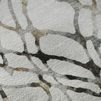 8' X 10' Silver Gray And Brown Abstract Washable Area Rug With UV Protection