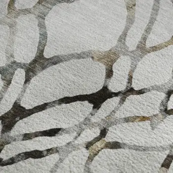 10' X 14' Silver Gray And Brown Abstract Washable Area Rug With UV Protection