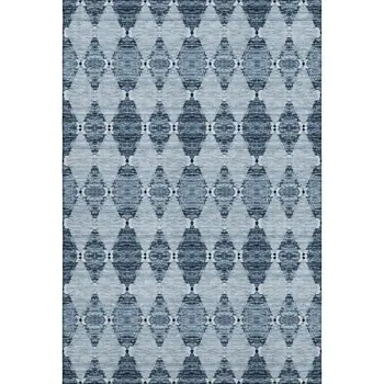 8' X 10' Blue And Ivory Moroccan Washable Area Rug With UV Protection