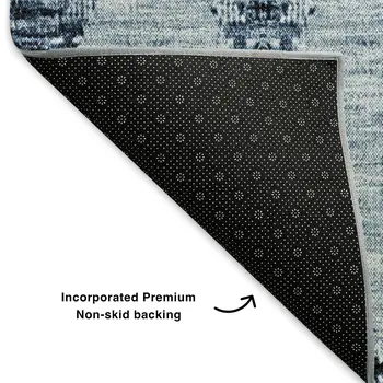 10' X 14' Blue And Ivory Moroccan Washable Area Rug With UV Protection