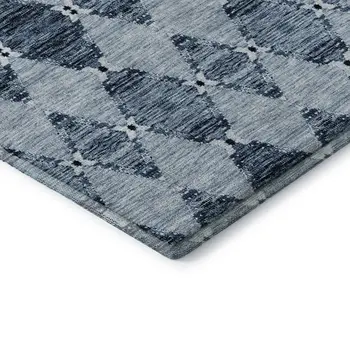 10' X 14' Blue And Ivory Moroccan Washable Area Rug With UV Protection