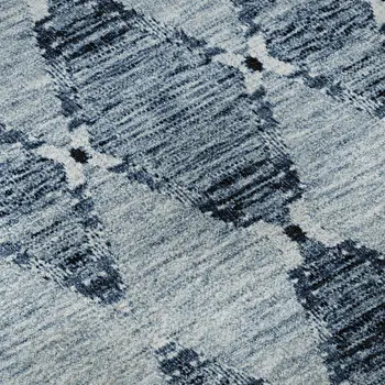 10' X 14' Blue And Ivory Moroccan Washable Area Rug With UV Protection