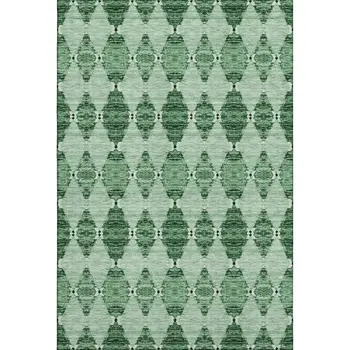 8' X 10' Emerald And Ivory Moroccan Washable Area Rug With UV Protection