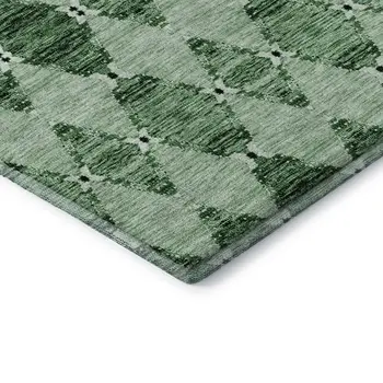 8' X 10' Emerald And Ivory Moroccan Washable Area Rug With UV Protection