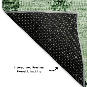 10' X 14' Emerald And Ivory Moroccan Washable Area Rug With UV Protection