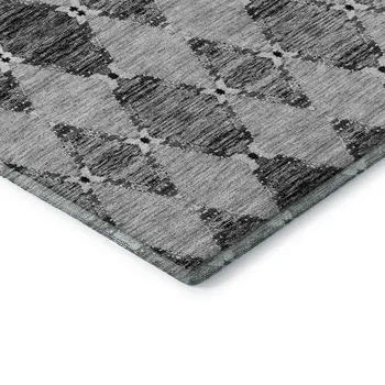 9' X 12' Gray And Ivory Moroccan Washable Area Rug With UV Protection