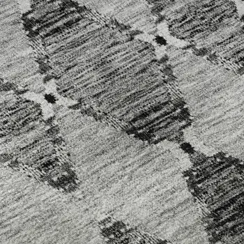 10' X 14' Gray And Ivory Moroccan Washable Area Rug With UV Protection