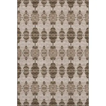 3' X 5' Coffee And Ivory Moroccan Washable Area Rug With UV Protection