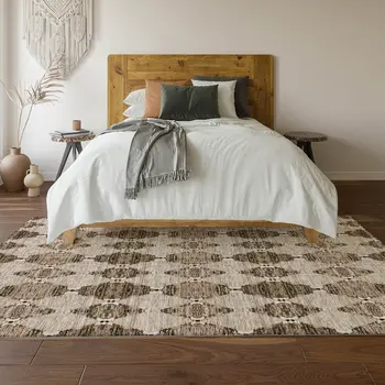 3' X 5' Coffee And Ivory Moroccan Washable Area Rug With UV Protection
