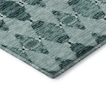 5' X 8' Teal And Ivory Moroccan Washable Area Rug With UV Protection