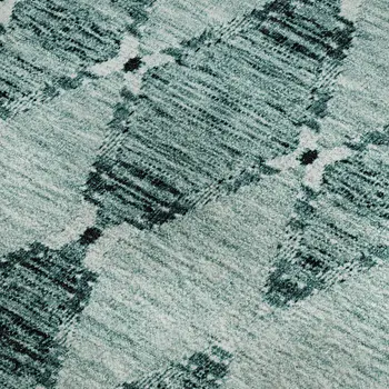 8' X 10' Teal And Ivory Moroccan Washable Area Rug With UV Protection