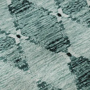 9' X 12' Teal And Ivory Moroccan Washable Area Rug With UV Protection