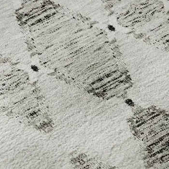 3' X 5' Taupe And Ivory Moroccan Washable Area Rug With UV Protection