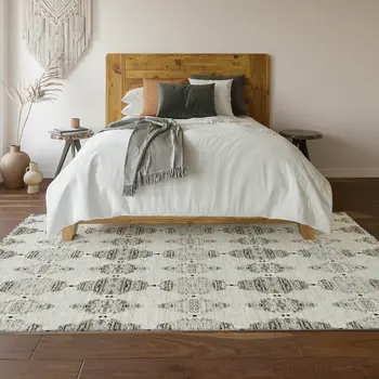 5' X 8' Taupe And Ivory Moroccan Washable Area Rug With UV Protection