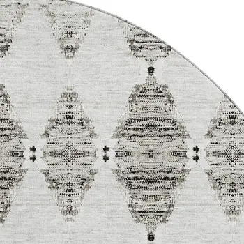 8' Taupe And Ivory Moroccan Washable Round Rug With UV Protection