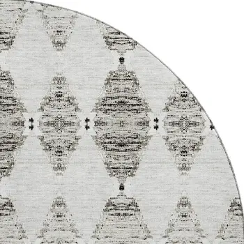 8' Taupe And Ivory Moroccan Washable Round Rug With UV Protection