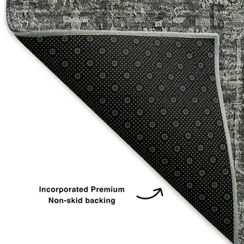 8' X 10' Charcoal And Silver Floral Washable Area Rug With UV Protection