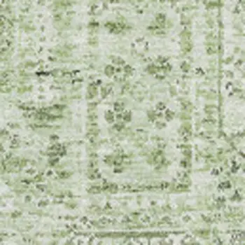 3' X 5' Green And Ivory Floral Washable Area Rug With UV Protection