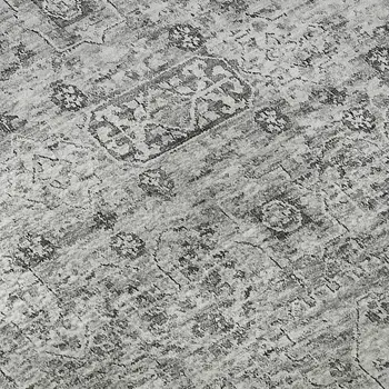 3' X 5' Gray And Silver Floral Washable Area Rug With UV Protection