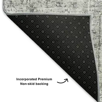 5' X 8' Gray And Silver Floral Washable Area Rug With UV Protection