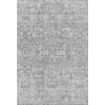 10' X 14' Gray And Silver Floral Washable Area Rug With UV Protection