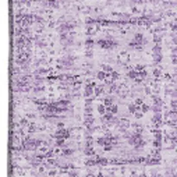 5' X 8' Lilac And Ivory Floral Washable Area Rug With UV Protection