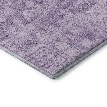 10' X 14' Lilac And Ivory Floral Washable Area Rug With UV Protection