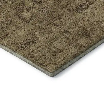 8' X 10' Coffee And Charcoal Floral Washable Area Rug With UV Protection