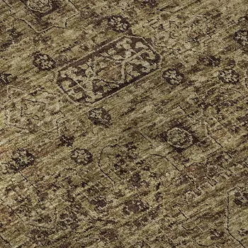8' X 10' Coffee And Charcoal Floral Washable Area Rug With UV Protection