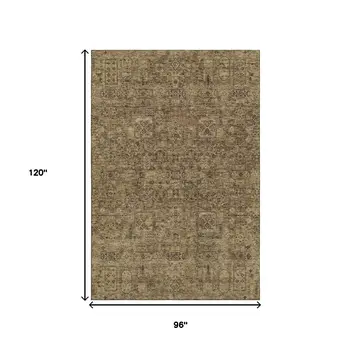 8' X 10' Coffee And Charcoal Floral Washable Area Rug With UV Protection